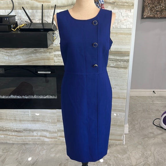 Talbots Deep Blue Large Button Accent Career Dress size 10 - Picture 3 of 13